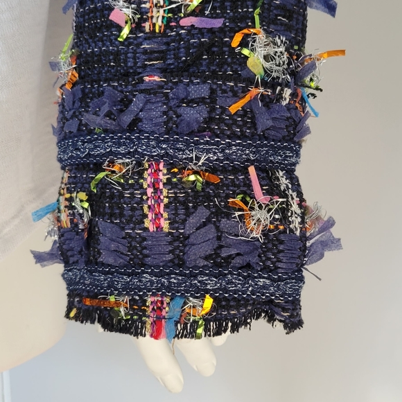 Gawqo Womans Sz. L Fringe Detail Cropped Jacket Lined Street Wear High Fashion - Picture 8 of 14